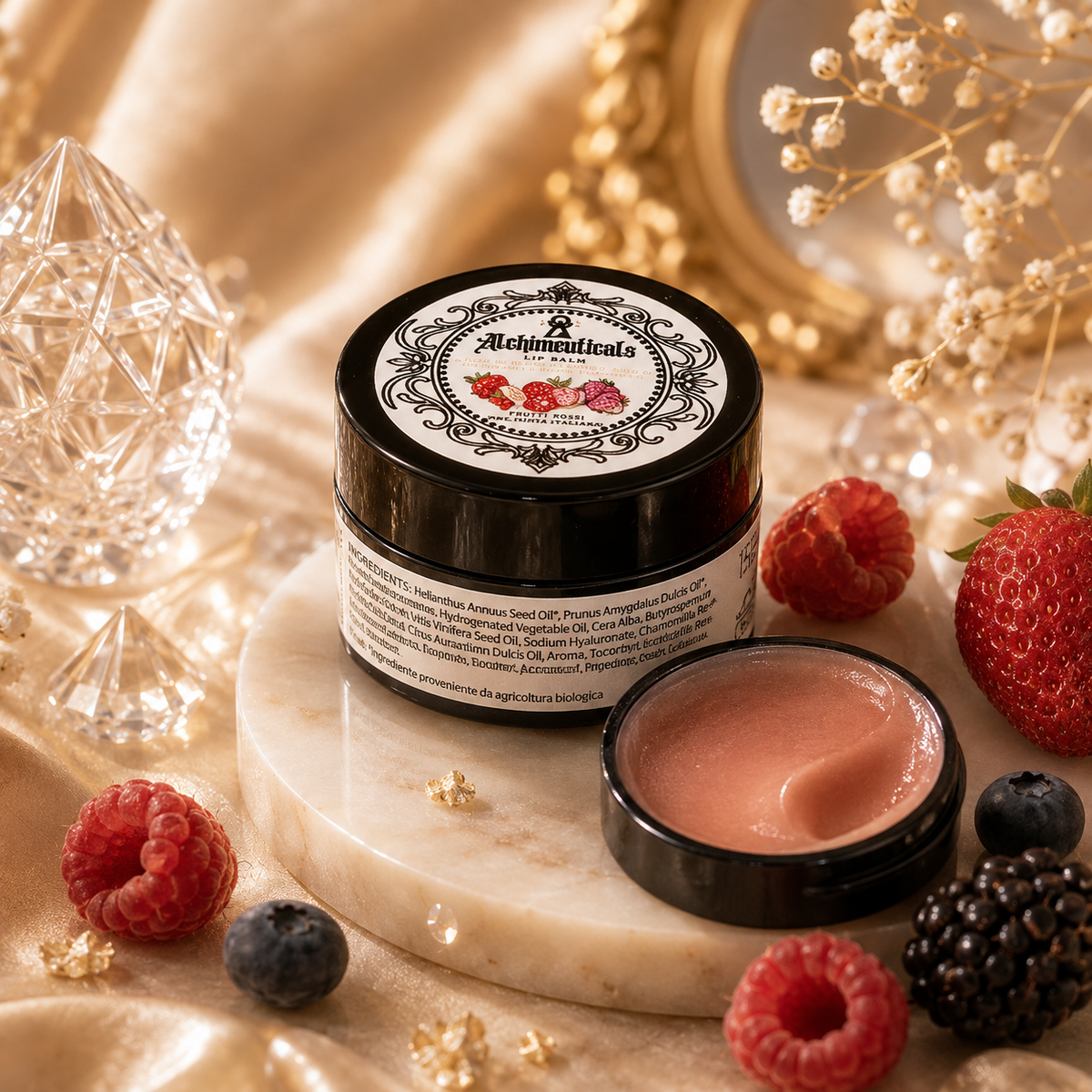 Lip Balm Frutti Rossi & Acido Ialuronico – Idratante, Levigante e Rimpolpante
